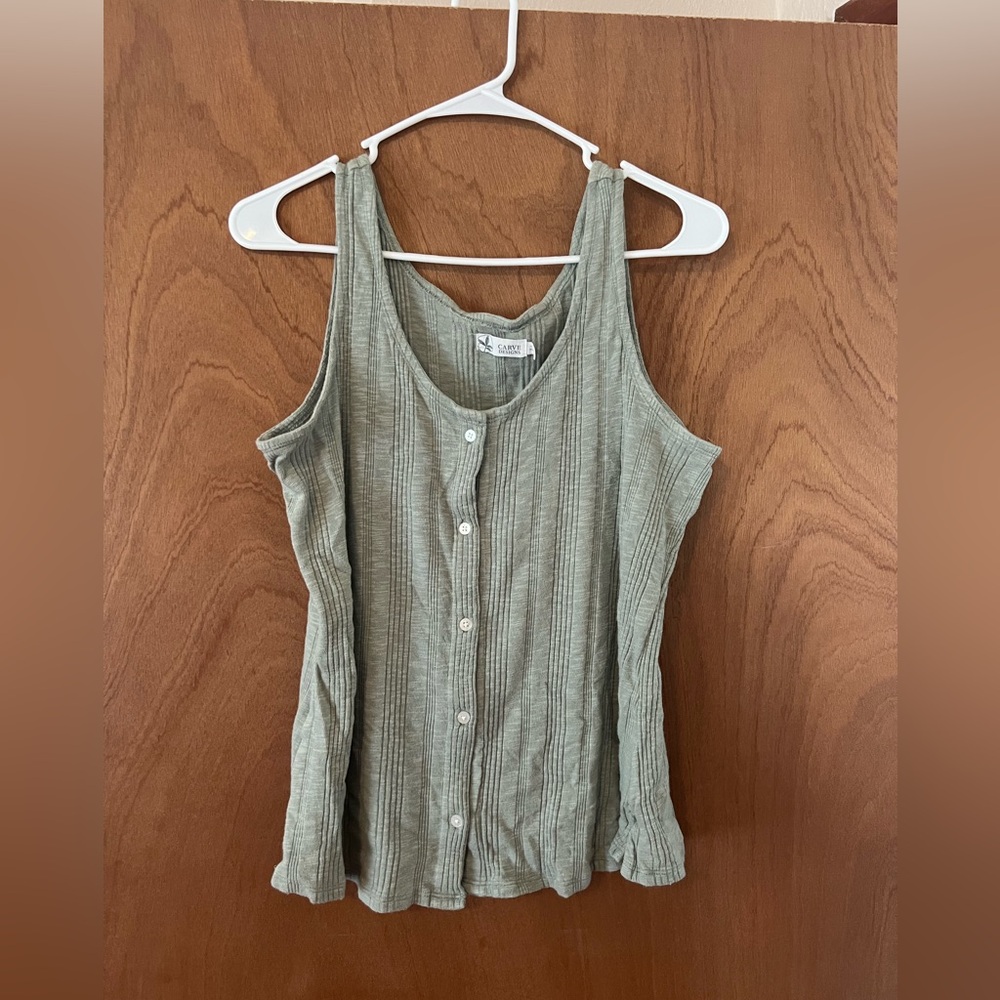Carve Designs Light Green Buttoned Tank Top